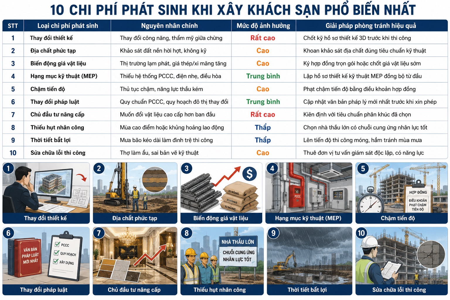 10 chi phí phát sinh khi xây khách sạn