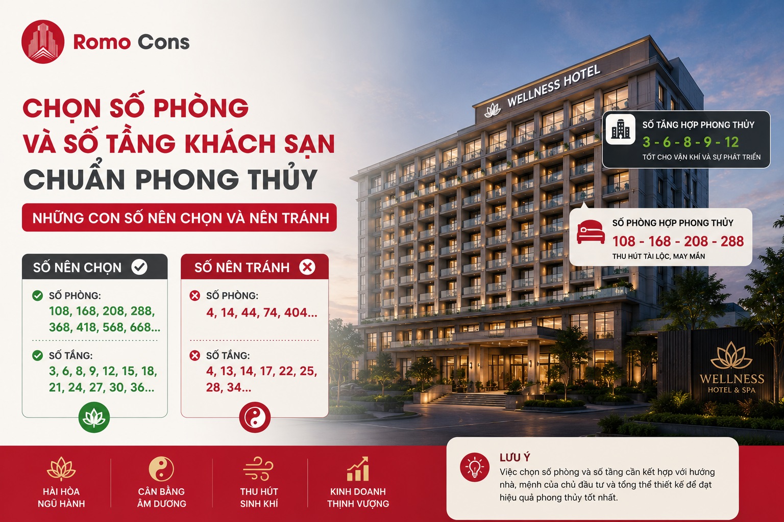Chọn số phòng và số tầng khách sạn chuẩn phong thủy
