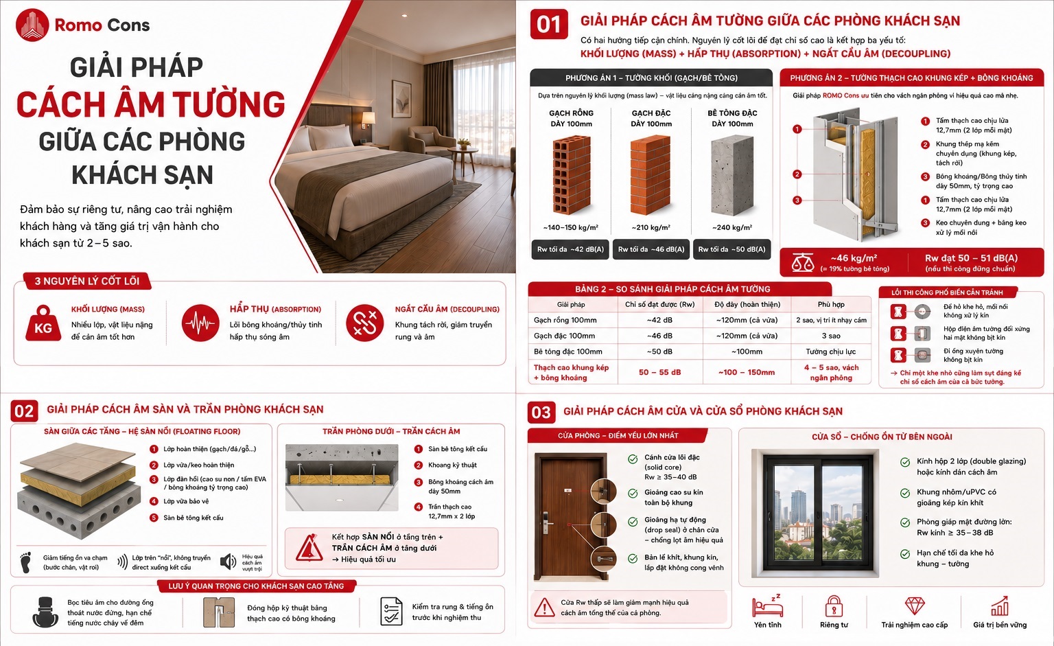 Giải pháp cách âm tường giữa các phòng khách sạn