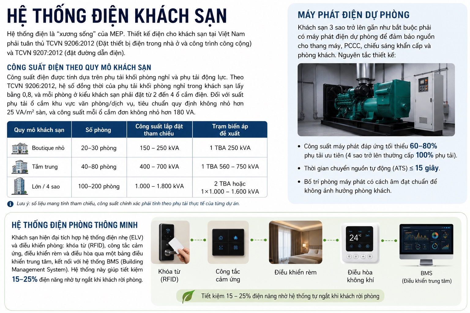 Hệ thống MEP khách sạn: Điện, nước, điều hòa cần đạt tiêu chuẩn gì? 2 Hệ thống điện khách sạn