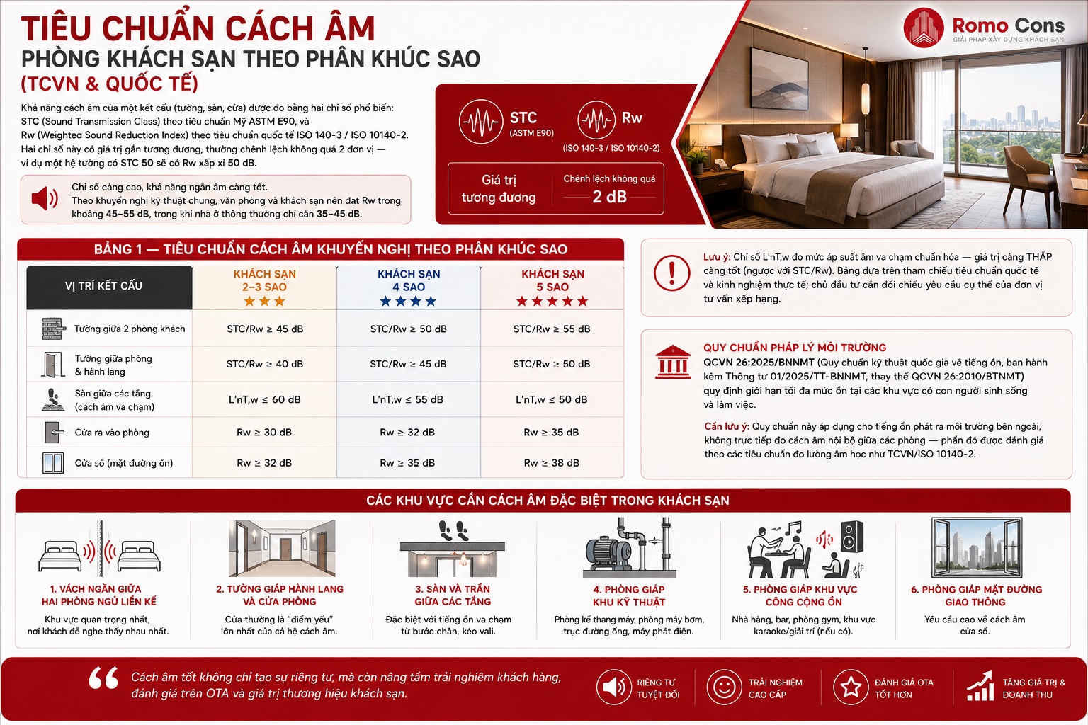 Tiêu chuẩn cách âm phòng khách sạn