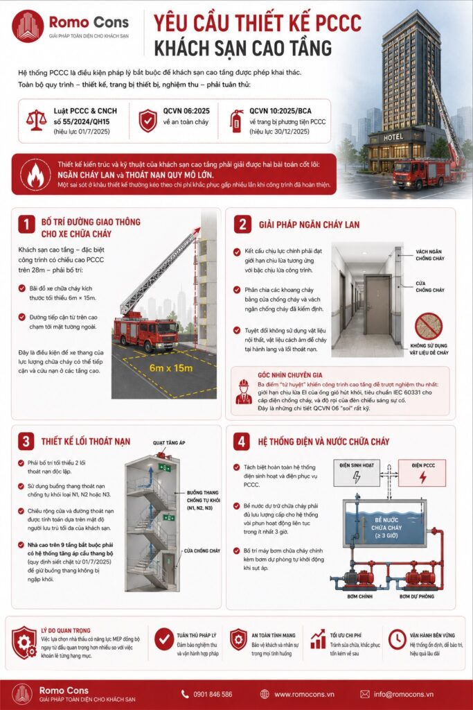 PCCC khách sạn cao tầng: Quy định & giải pháp an toàn