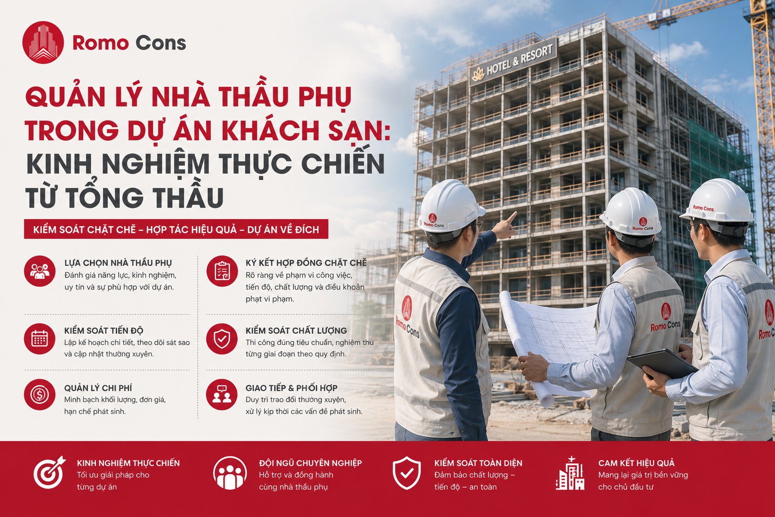 Quản lý nhà thầu phụ trong dự án khách sạn: Kinh nghiệm thực chiến từ tổng thầu
