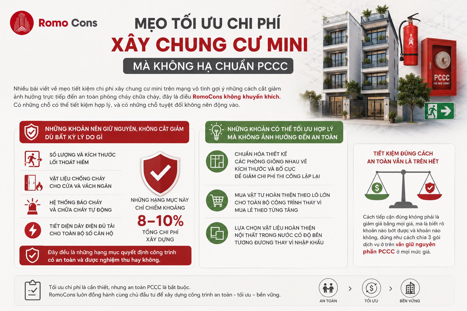 Mẹo tối ưu chi phí xây chung cư mini mà không hạ chuẩn PCCC