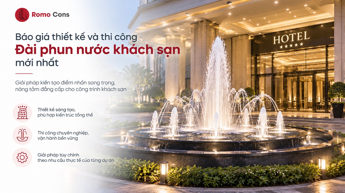 Báo giá thiết kế và thi công đài phun nước khách sạn mới nhất