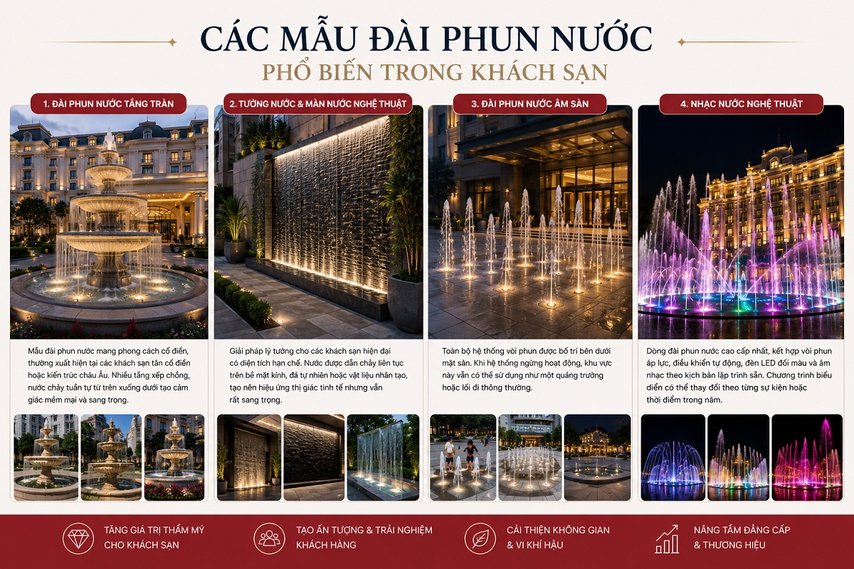 Các mẫu đài phun nước khách sạn được ưa chuộng hiện nay