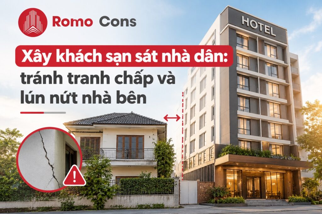 Xây khách sạn sát nhà dân tránh tranh chấp và lún nứt nhà bên