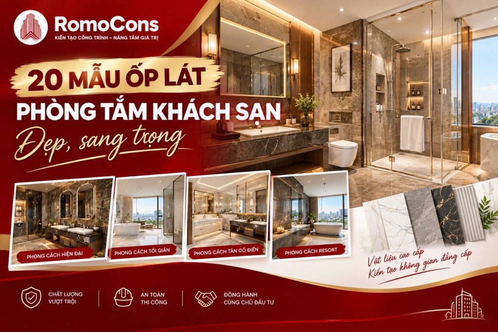 20 mẫu ốp lát phòng tắm khách sạn đẹp, sang trọng và cách chọn gạch ốp lát phòng tắm khách sạn đúng kỹ thuật