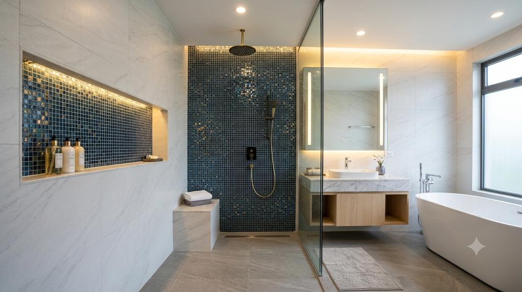 Mẫu 15. Mosaic trong hốc tắm đứng